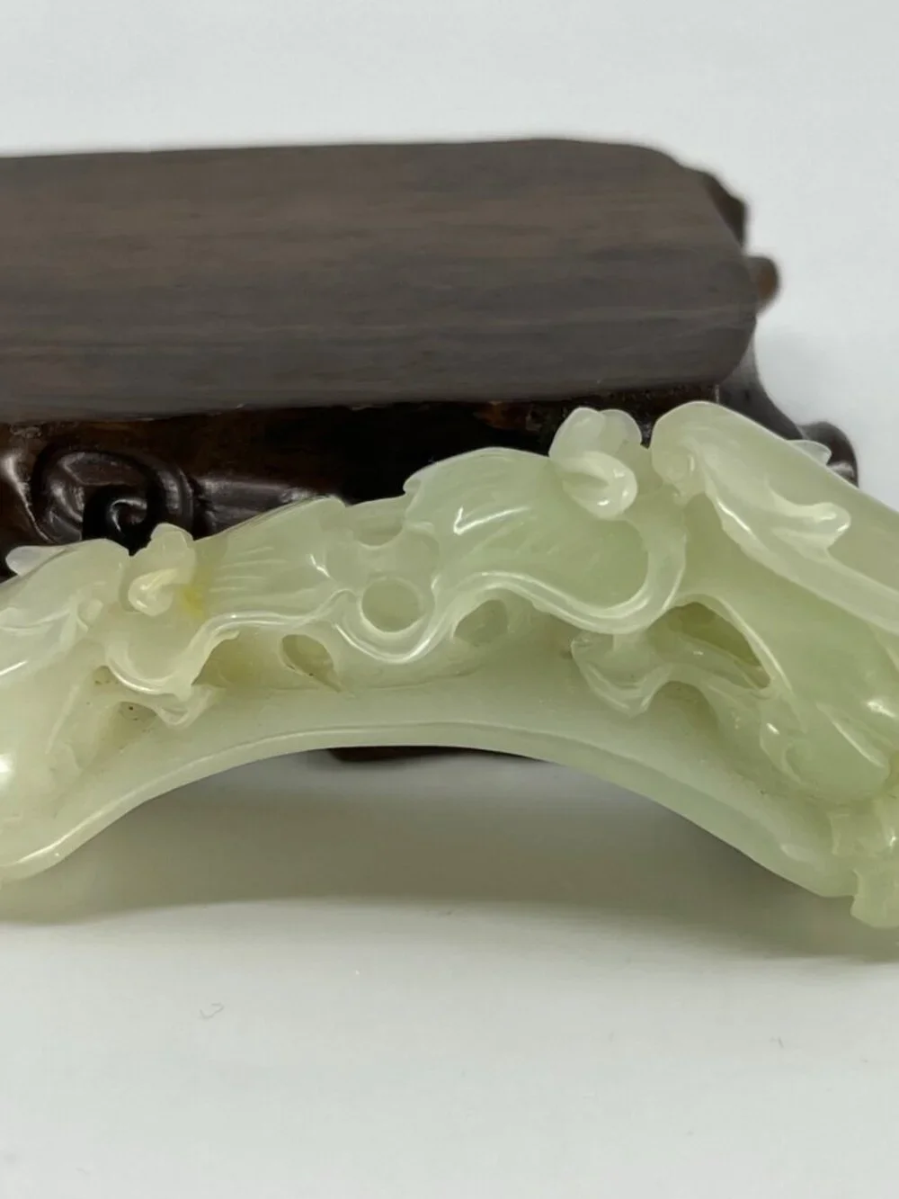 Chinese Hetian Jade Pendant w Double Dragons & Fire Ball
